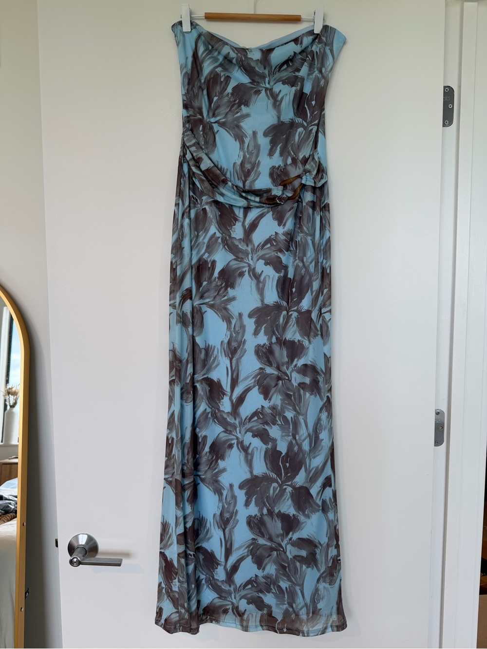 Pretty Garbage Strapless Blue Floral Maxi Dress